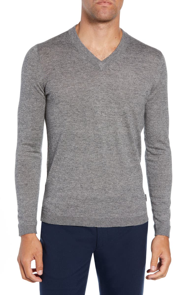 Ted Baker London Noel Slim Fit V-Neck Wool Blend Sweater, Main, color, 