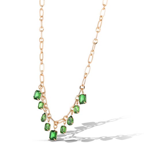 Jessica Simpson Green Gem Drop Charm Necklace In Green
