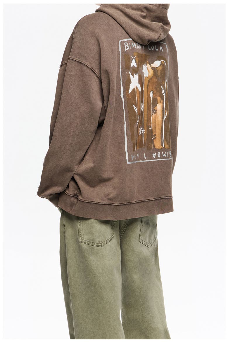 Floral Logo Hoodie, Alternate, color, BROWN