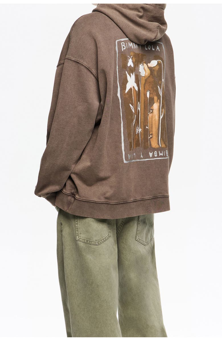 Bimba y Lola Floral Logo Hoodie, Alternate, color, Brown