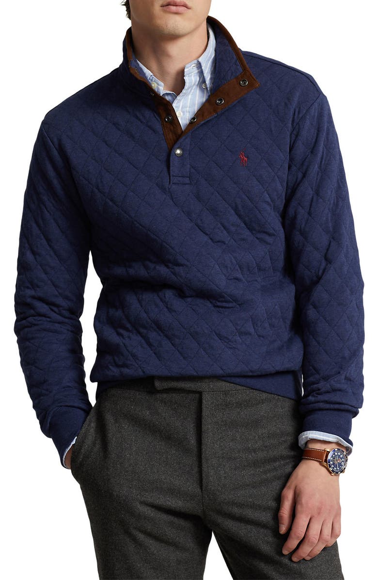 Polo Ralph Lauren Quilted Double Knit Quarter Snap Pullover, Main, color,