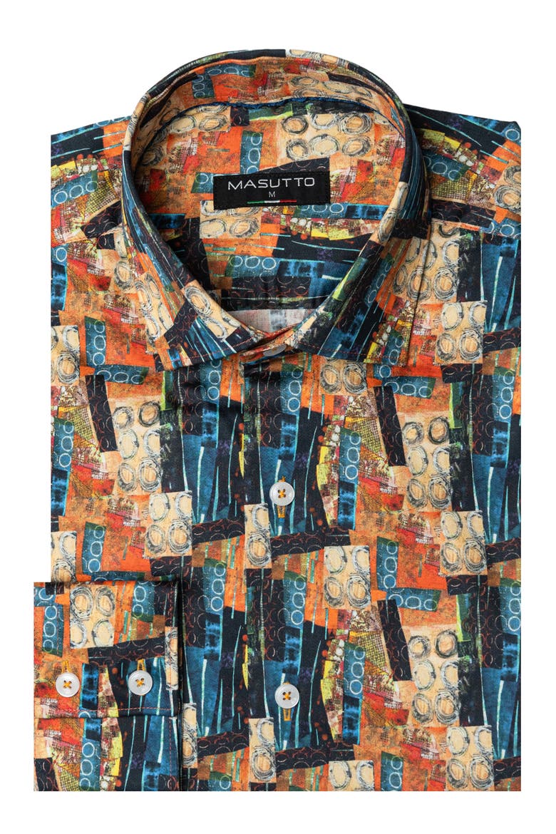 Memphis Print Button-Up Long Sleeve Shirt, Main, color, Multicolor
