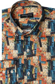 MASUTTO Memphis Print Button-Up Long Sleeve Shirt