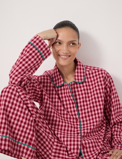 Hush Brushed Cotton Pajamas In Burgundy