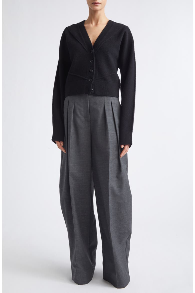 Sculptural Wool Cardigan, Alternate, color, CHARCOAL