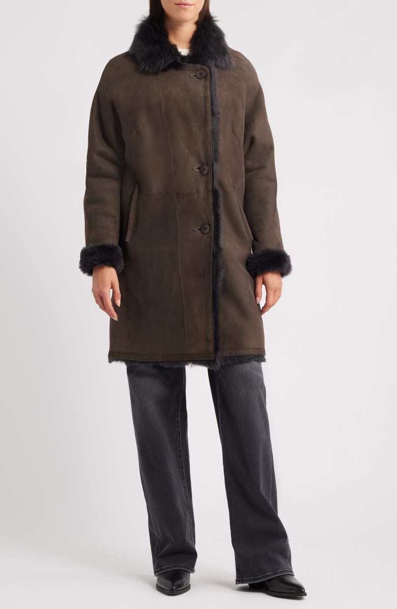 HiSO August Reversible Genuine Shearling Coat, Main, color, Cappuccino