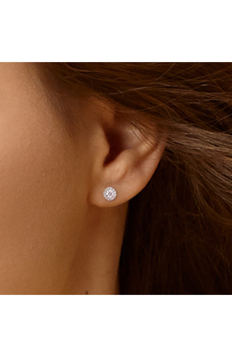 Julianna B. Moissanite Round Halo Stud Earrings, Alternate, color, Sterling Silver