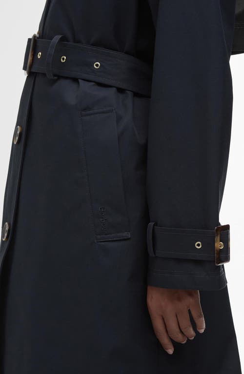 Barbour Women's Maia Belted Showerproof Trench Coat In Dark Navy Rosemary T