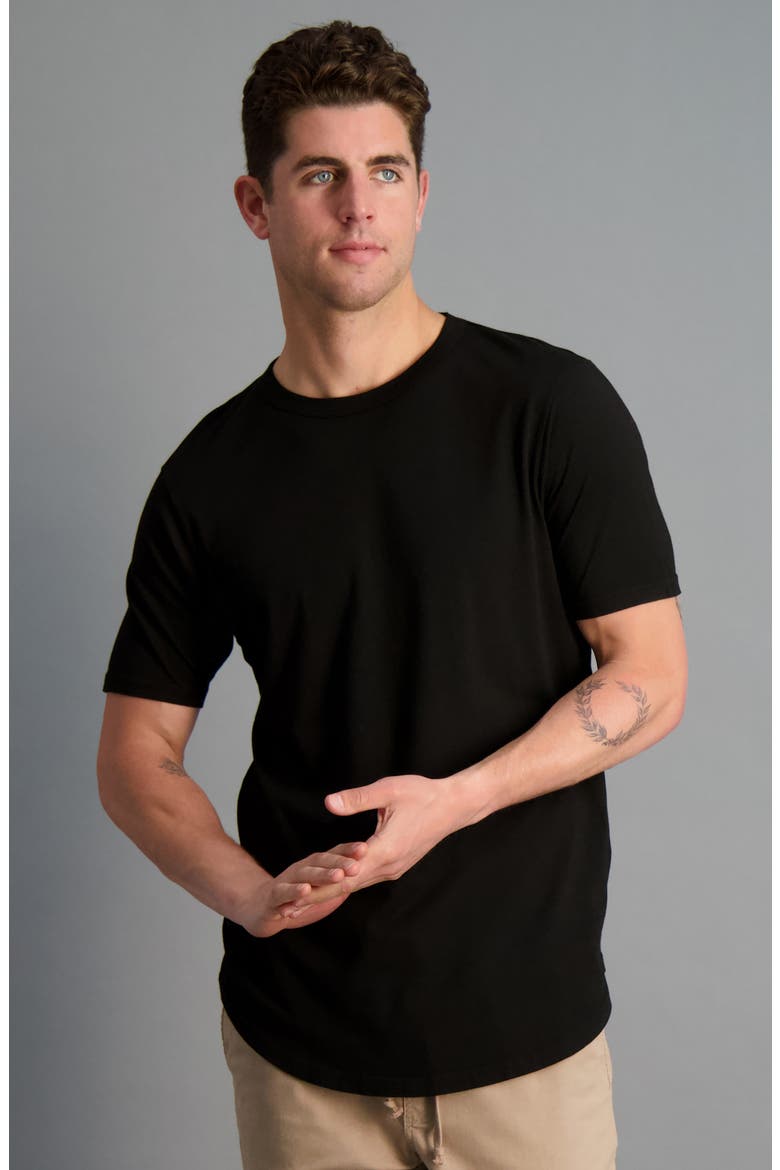 Scallop Supima Crewneck Tee, Alternate, color, BLACK