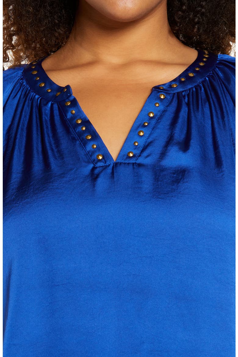 Stud Satin Blouse, Alternate, color, CELESTIAL BLUE