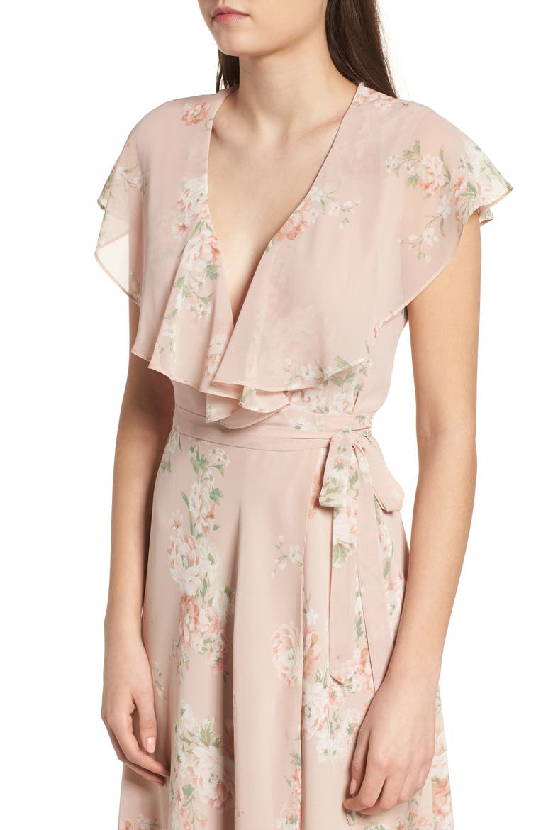 Polermo Wrap Maxi Dress, Alternate, color, BLUSH FLORAL
