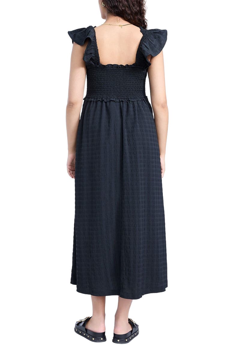 MOTHERHOOD MATERNITY Sleeveless Ruffle Shoulder Smocked Maxi Dress, Alternate, color, Black