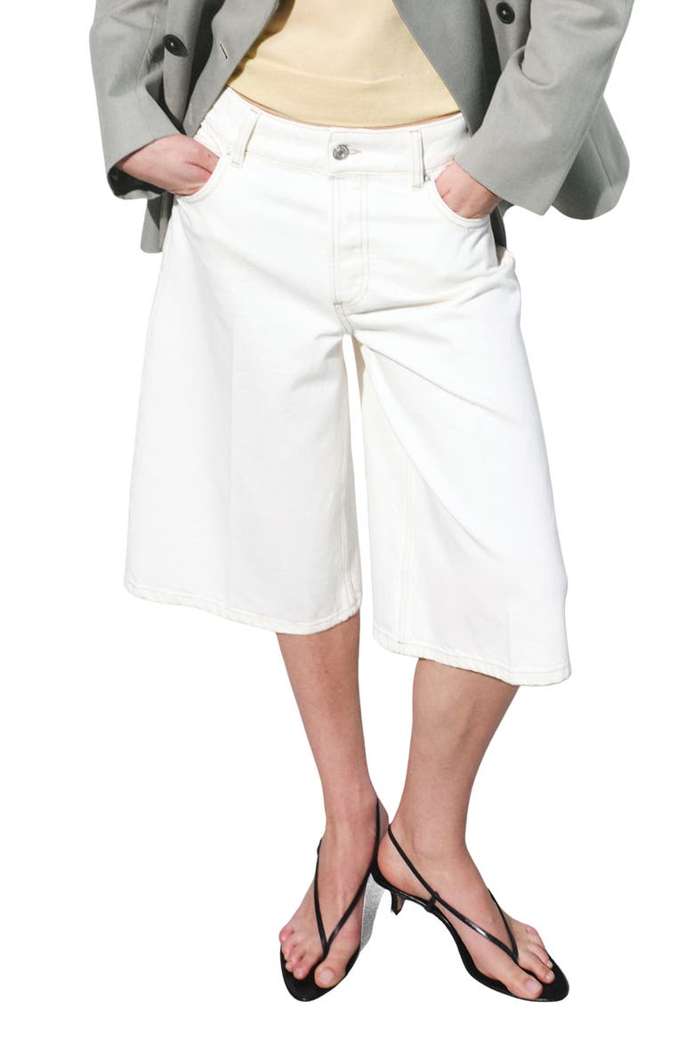 Denim Bermuda Shorts, Main, color, OFF WHITE