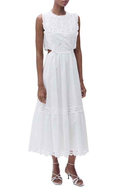 Embroidered Eyelet Sleeveless Maxi Dress