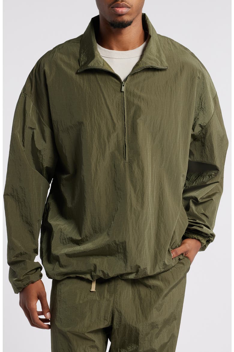 Gender Inclusive Ripstop Nylon Half Zip Pullover, Main, color, MILITARY