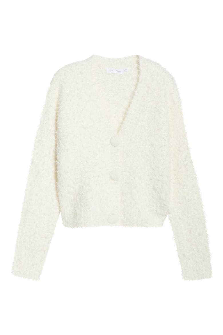 Fuzzy V-Neck Cardigan, Alternate, color, CREAM