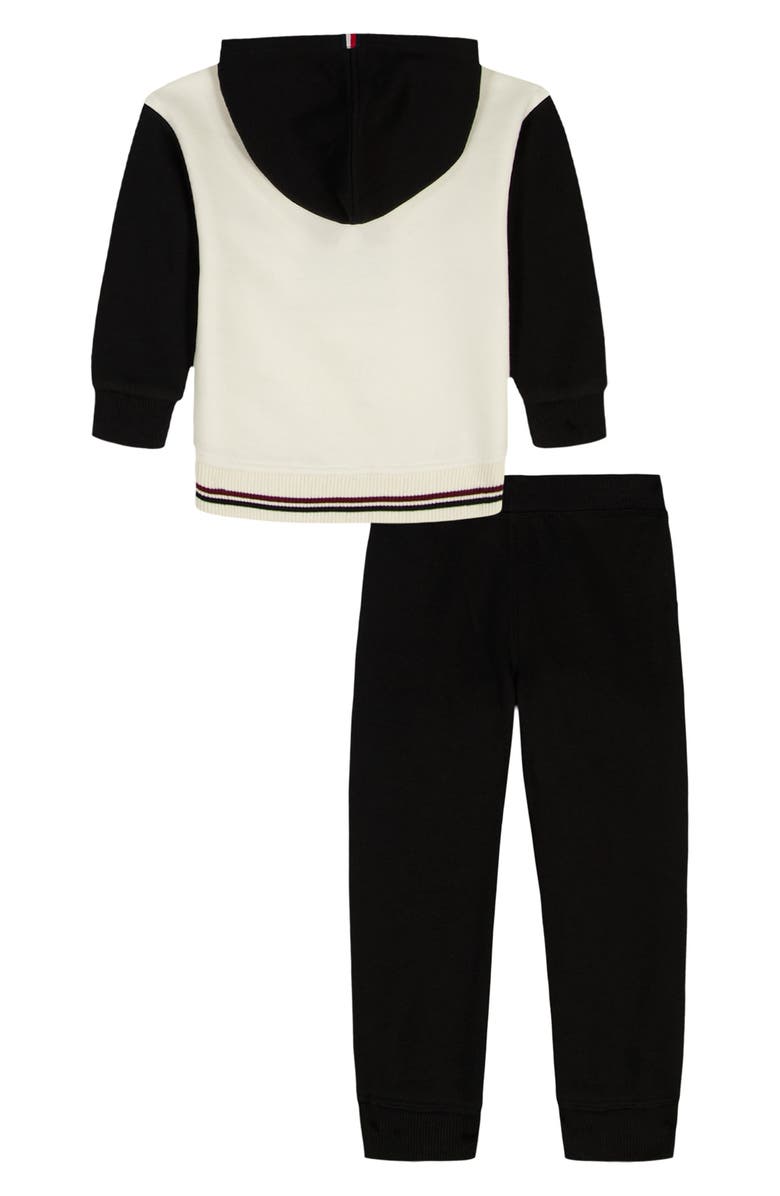 Tommy Hilfiger Fleece Hoodie & Joggers Set, Alternate, color, Black/ White