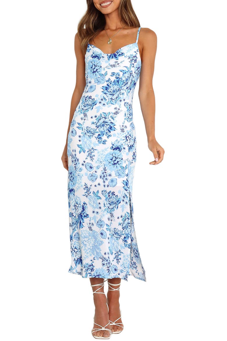 Yelena Floral Print Slipdress, Main, color, BLUE
