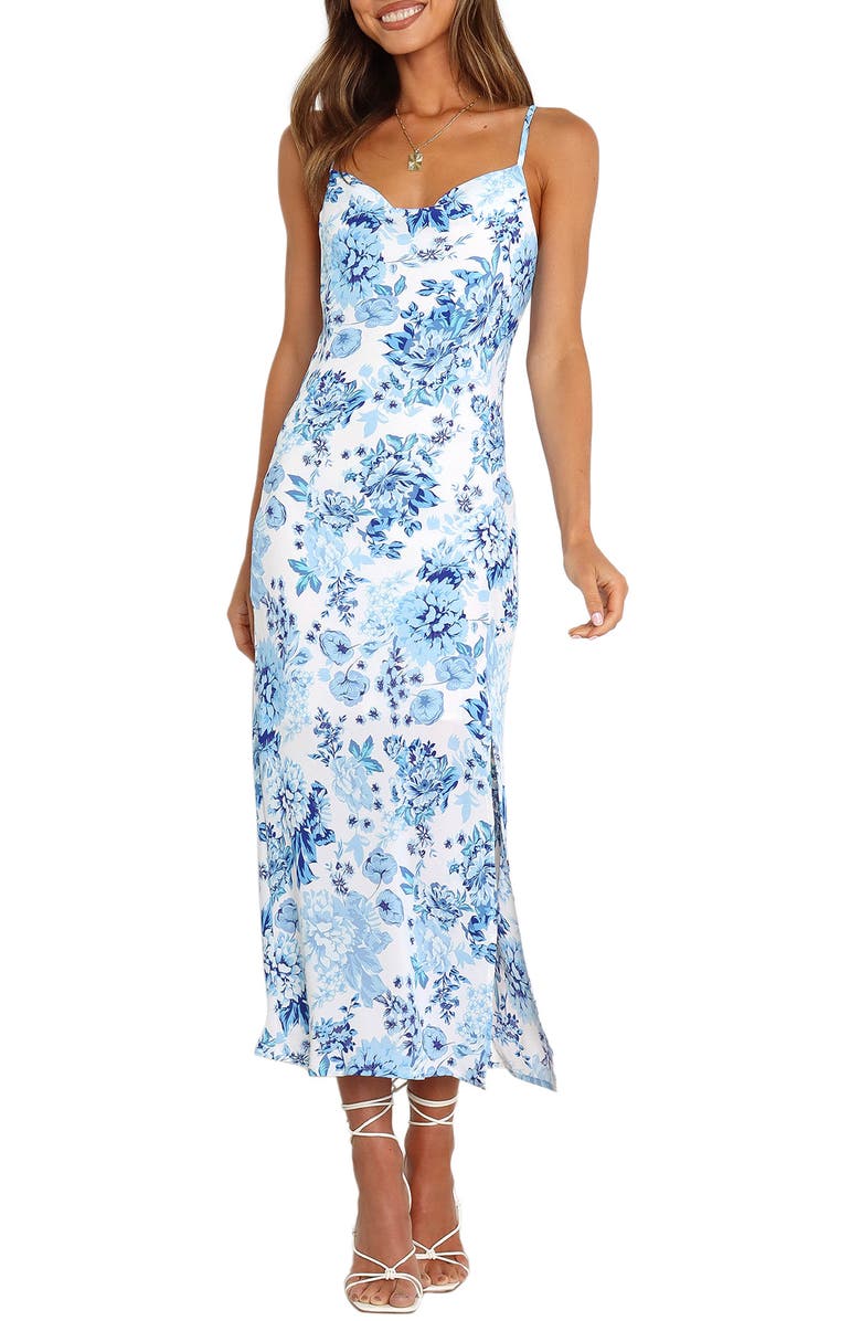 Petal & Pup Yelena Floral Print Slipdress, Main, color, Blue
