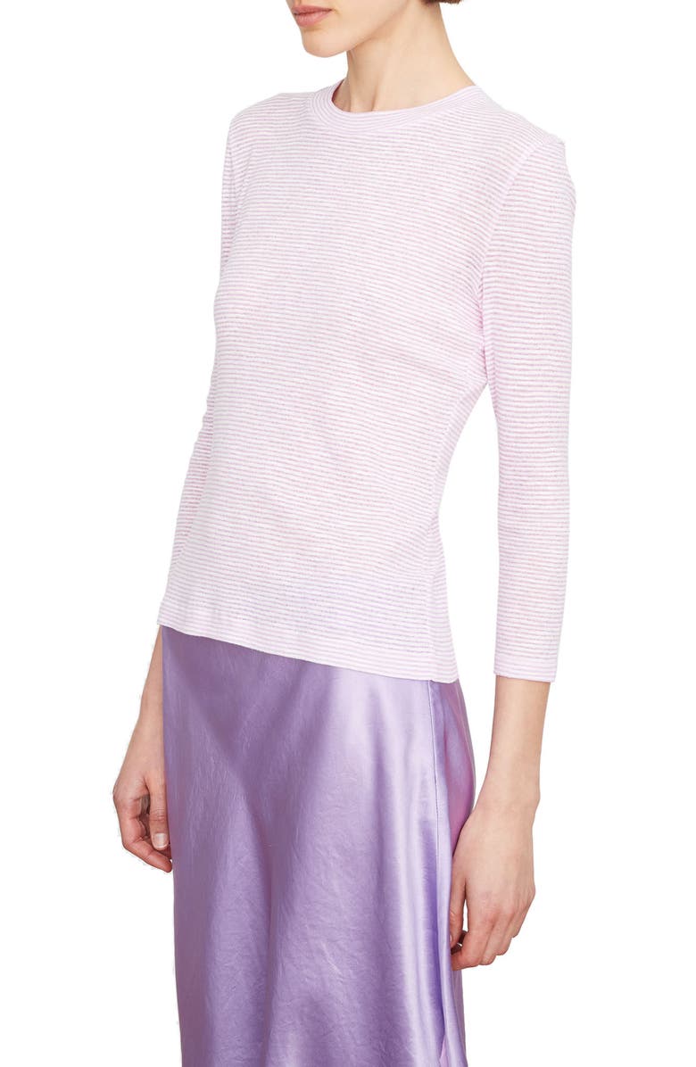 Vince Microstripe Three-Quarter Sleeve T-Shirt, Alternate, color, 