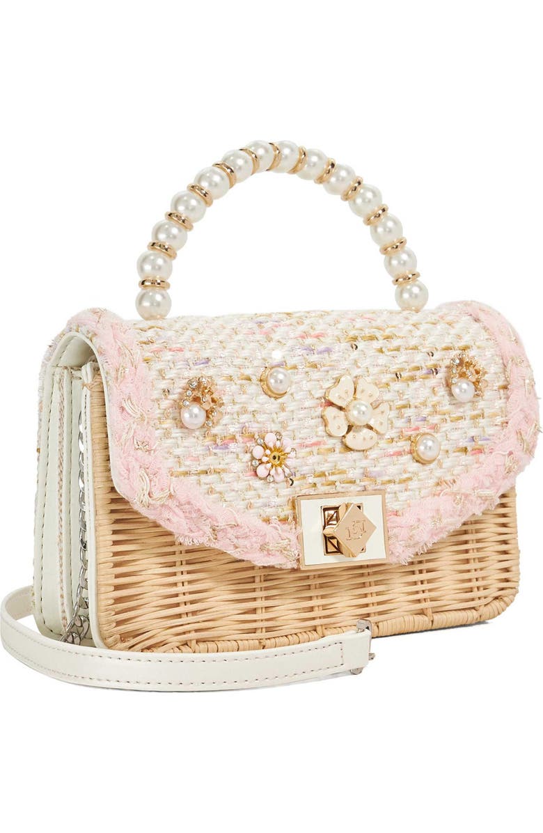Dune London Blooms Woven Rattan Shoulder Bag, Alternate, color, Blush