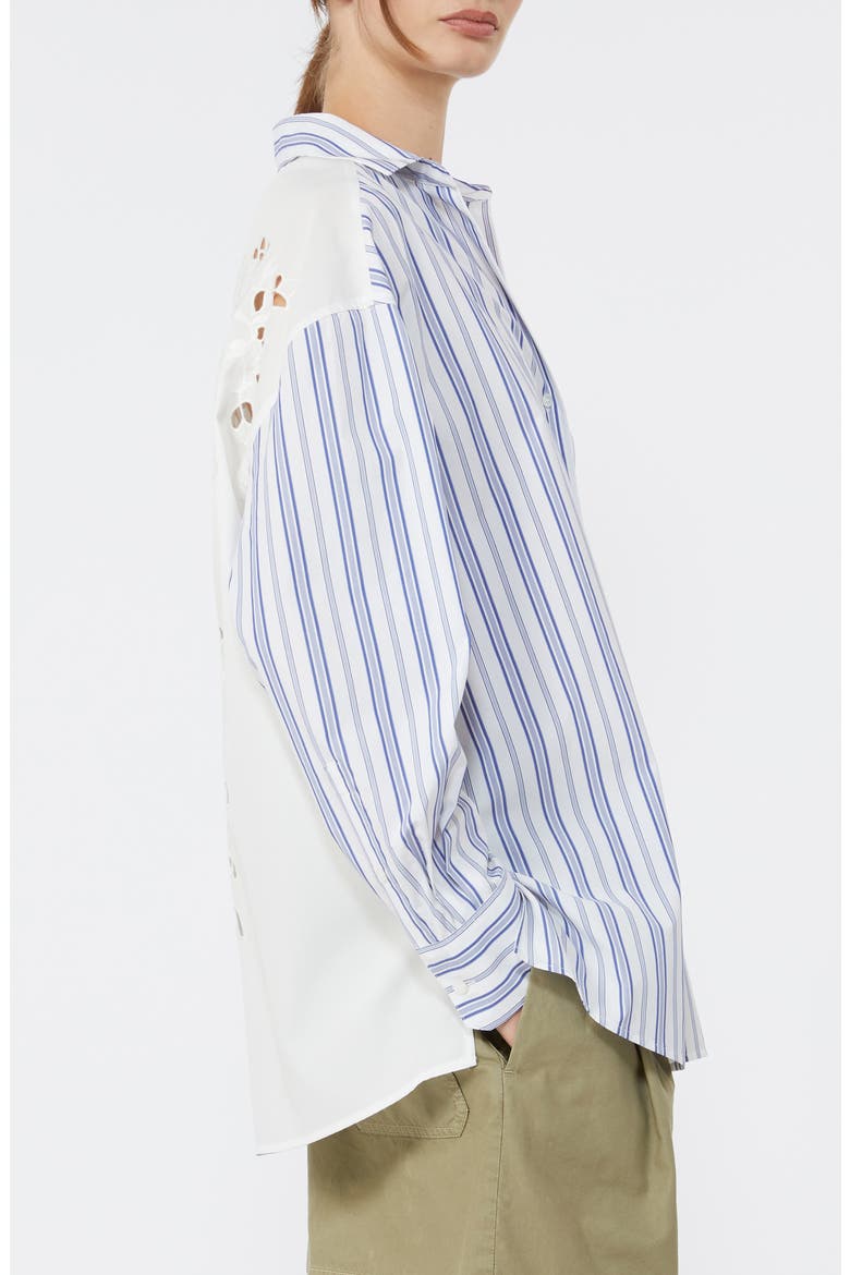 Tessile Stripe Poplin Eyelet Button-Up Shirt, Alternate, color, NAVY