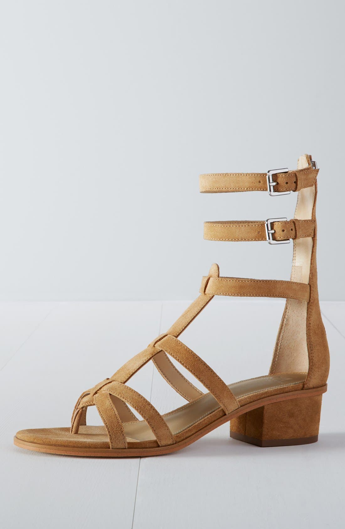'Fawn' Gladiator Block Heel Sandal, Alternate, color, BLACK LEATHER