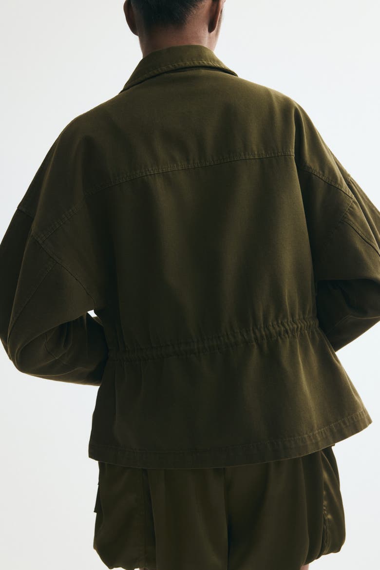 Drawstring-detail Utility Jacket, Alternate, color, Khaki green