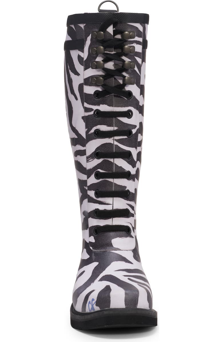 Off-White Zebra Print Rain Boot, Alternate, color,