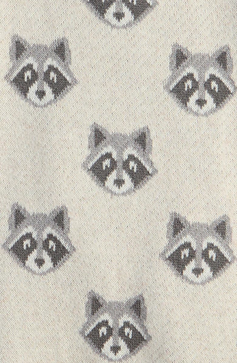 Tucker + Tate Raccoon Jacquard Cotton Sweater Romper, Alternate, color, Beige Heather Raccoon Intarsia