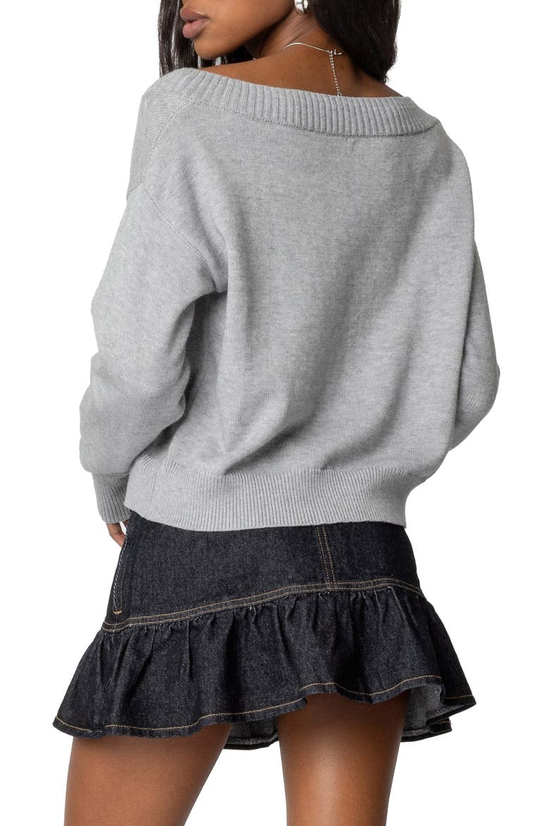 Eli Oversize V-Neck Sweater, Alternate, color, GRAY-MELANGE