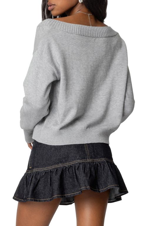 Edikted Eli Oversize V-neck Sweater In Gray-melange