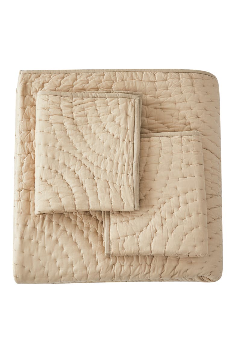 Voile Cotton Handstitch Quilt & Sham Set, Main, color, TAUPE