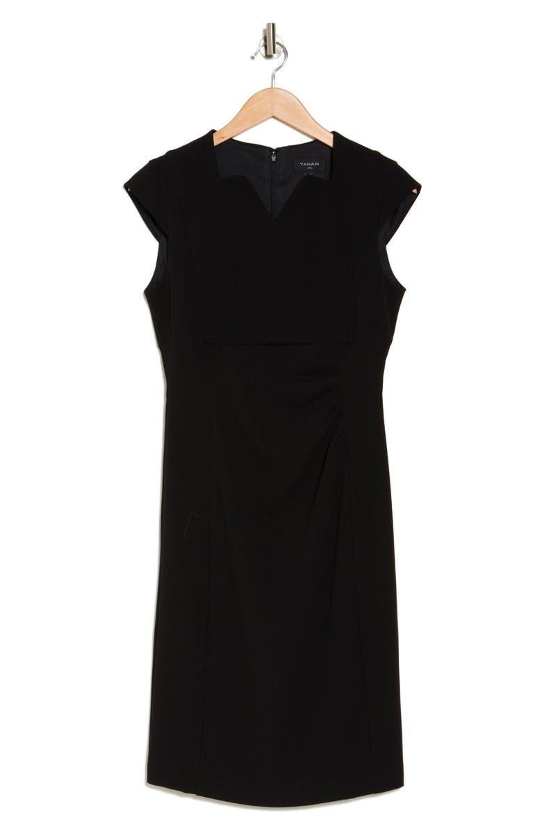 Tahari ASL Split Neck Ruched Sheath Dress, Alternate, color, 