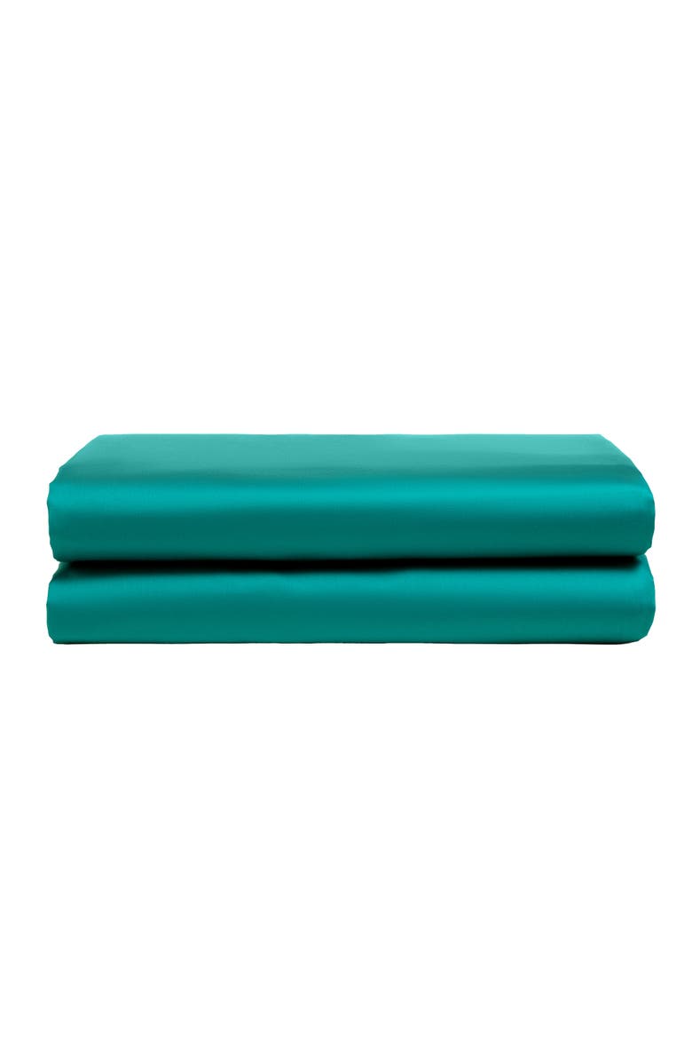 Solid Cotton Sateen 300 Thread Count King Flat Sheet, Main, color, Emerald Green