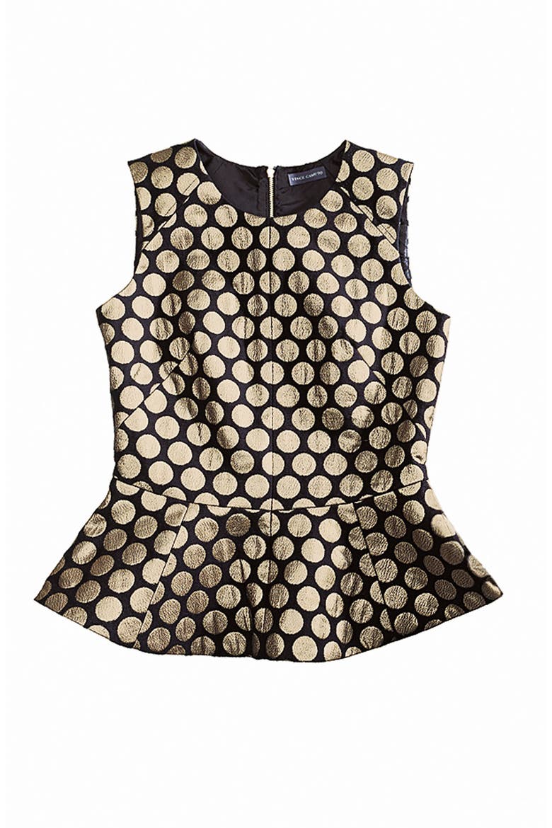 Metallic Dot Jacquard Blouse, Alternate, color, RICH BLACK