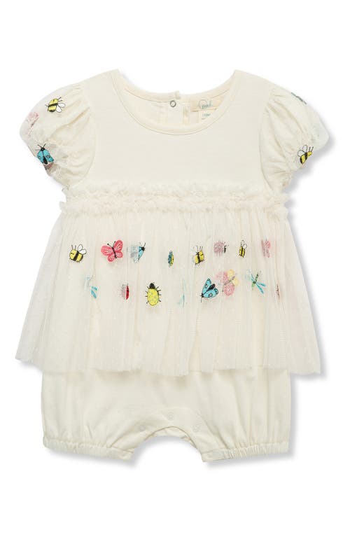 Peek Essentials Embroidered Cotton Skirted Romper In Off-white