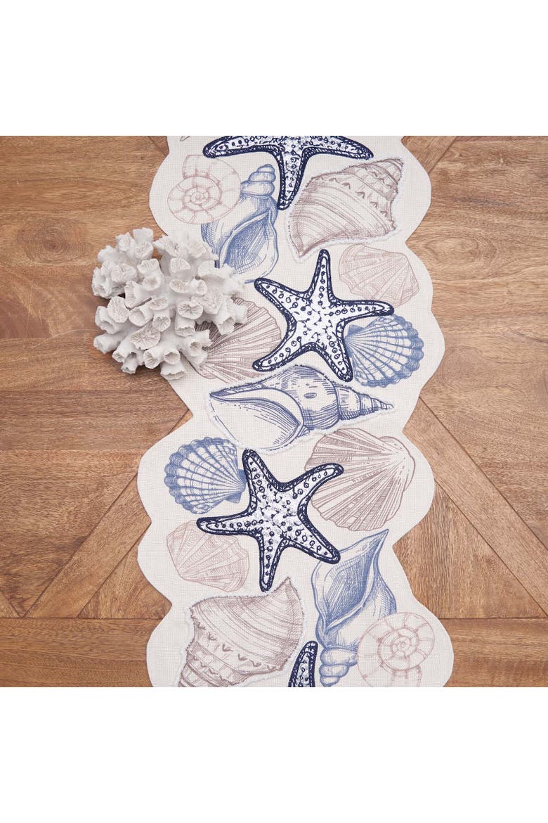 Vintage Shells Collection Machine Washable Novelty Shaped Table Runner 14" x 51", Alternate, color, Beige