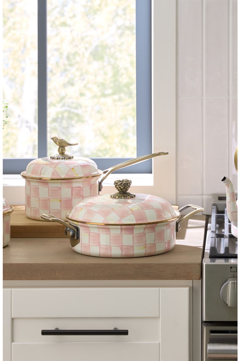 Rosy Check Enameled Steel 3-Quart Casserole Pan, Alternate, color, ROSY