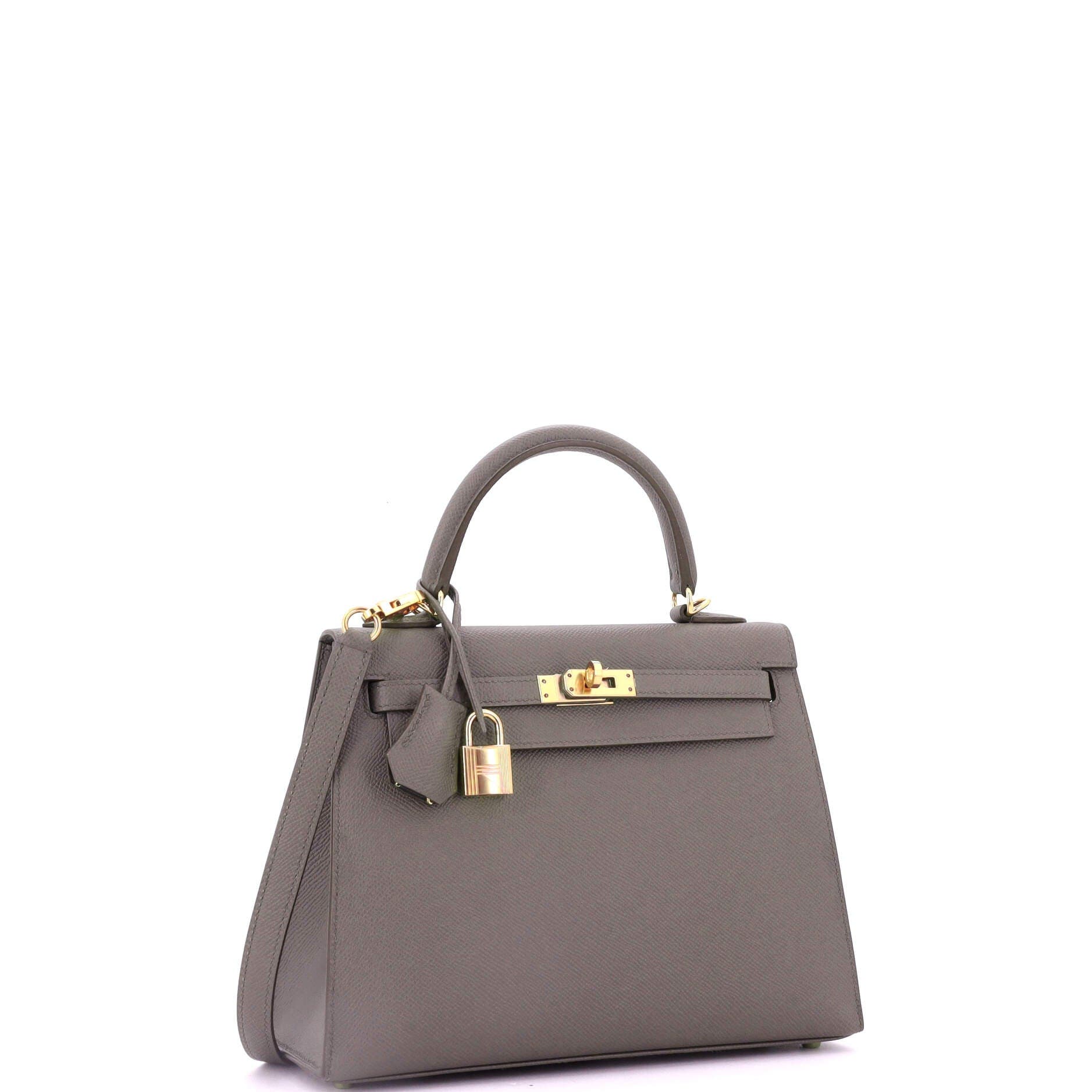 Pre-Owned Hermes Kelly Handbag Grey Epsom with Gold Hardware 25, Alternate, color, 