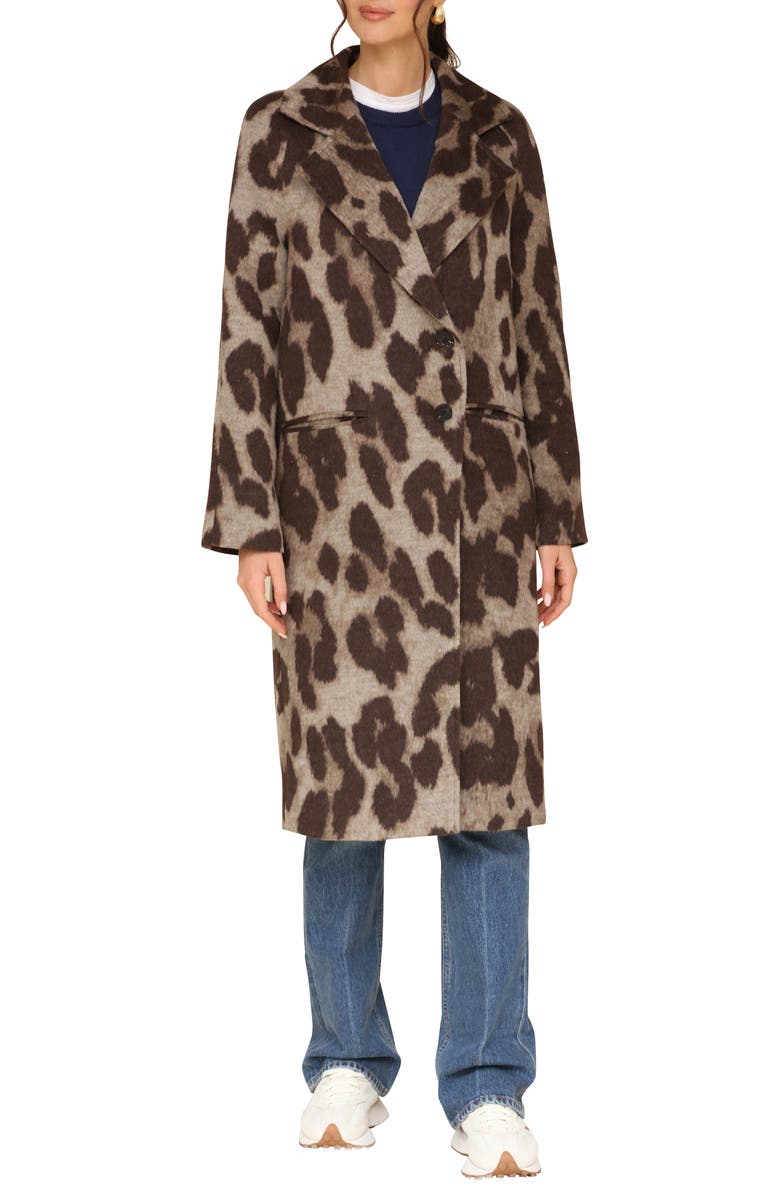 Avec Les Filles Leopard Print Walker Coat, Main, color,