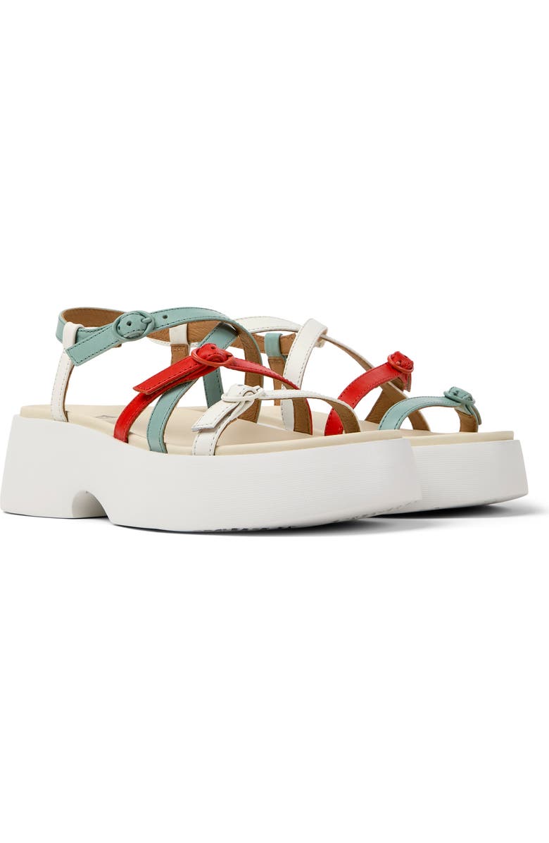 Camper Tasha Ankle Strap Platform Sandal, Main, color, Red Multi - Assorted