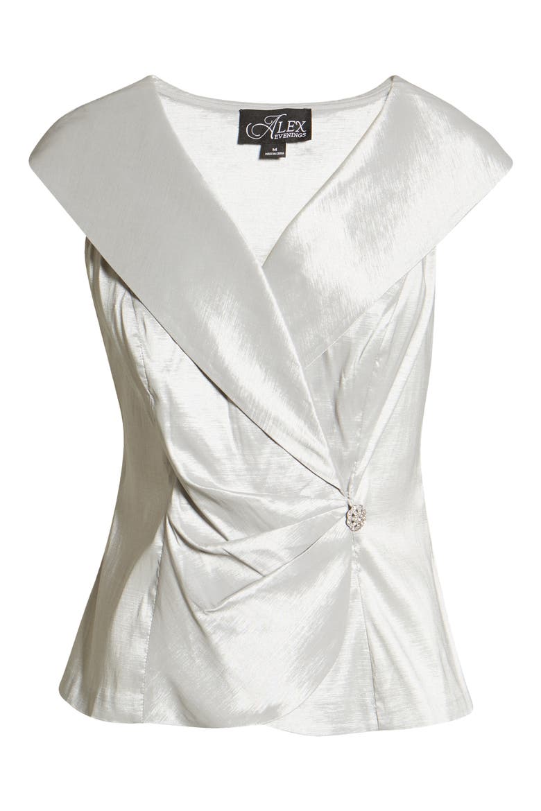 Portrait Collar Faux Wrap Blouse, Alternate, color, SILVER