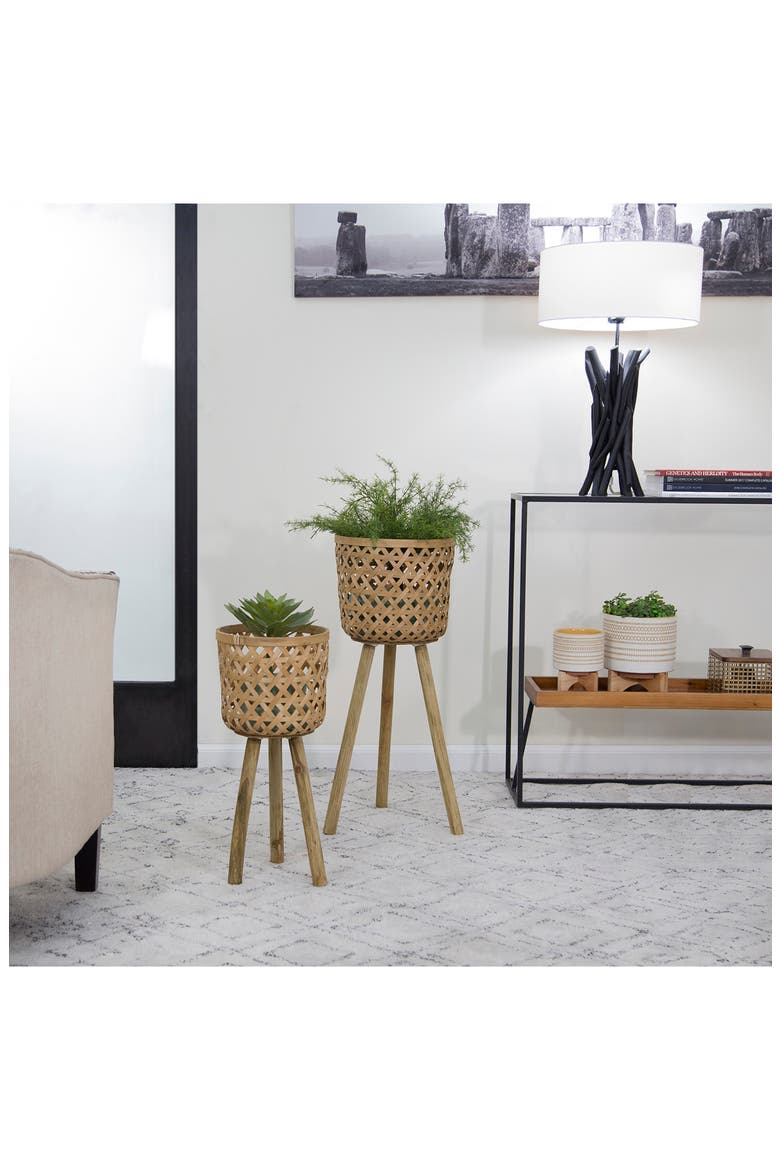 SAGEBROOK Bamboo Planter on Stands - Set of 2, Alternate, color, BROWN