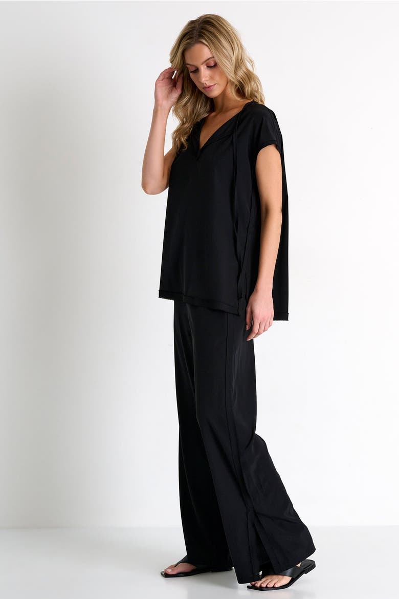 Silk Blouse With Boat Neckline, Alternate, color, Black