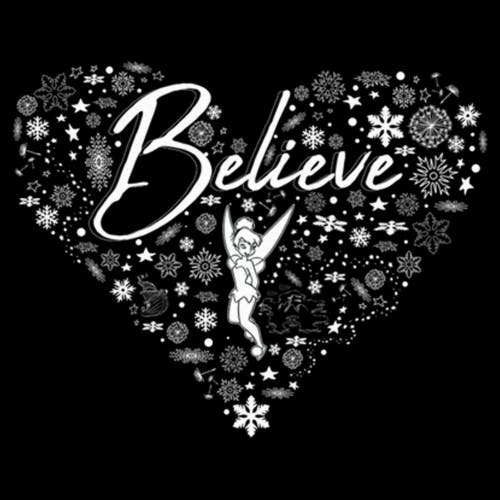 Peter Pan Believe Christmas Snowflakes Graphic T-shirt In Black