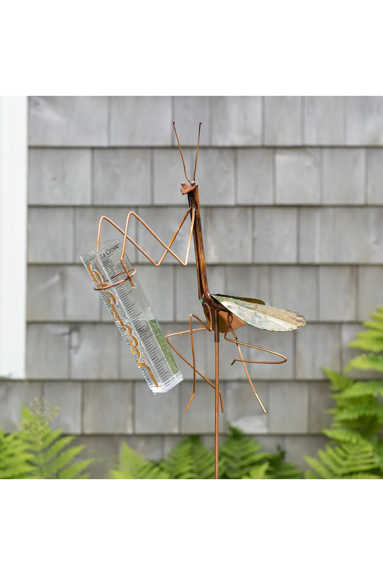 Praying Mantis Rain Gauge by Haw Creek Forge, Main, color, Copper