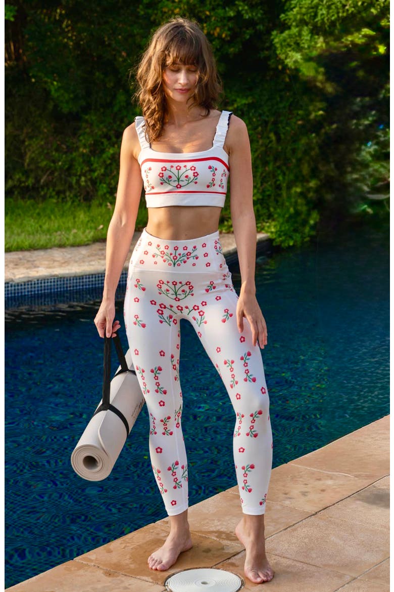 Day Garden High-Waisted Leggings, Alternate, color, White