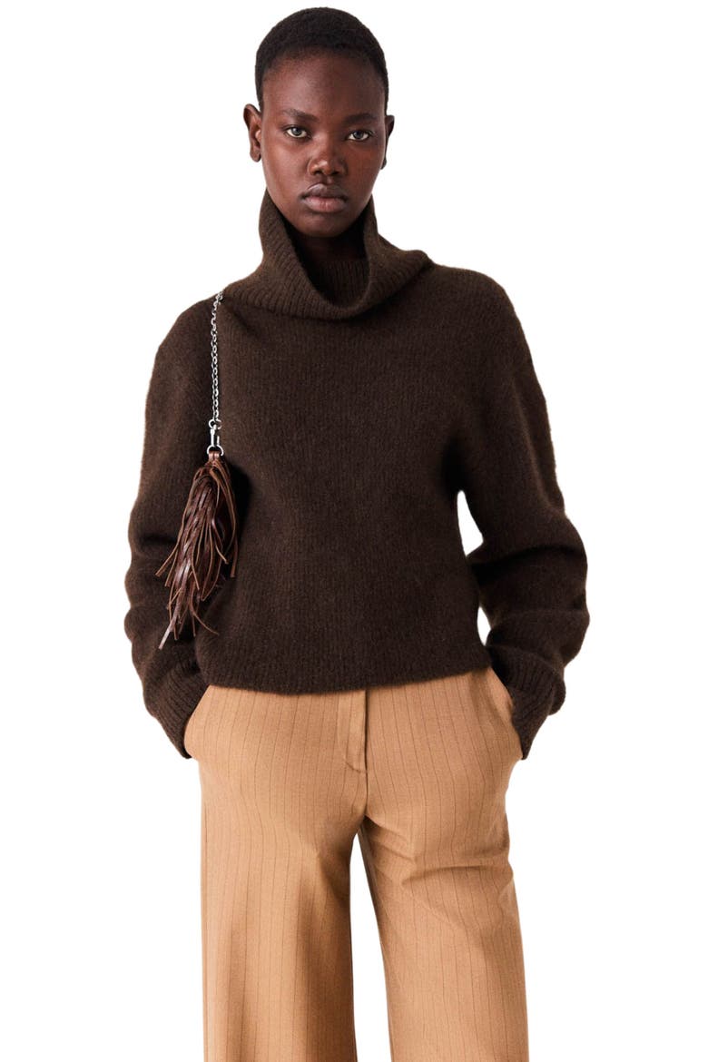 Yak blend roll-neck sweater, Alternate, color, Dark brown
