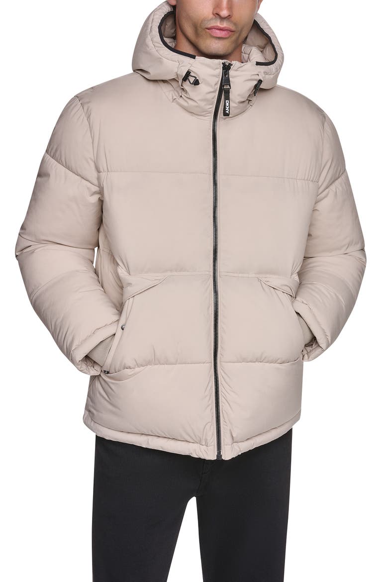 Hooded Puffer Jacket, Main, color, STONE